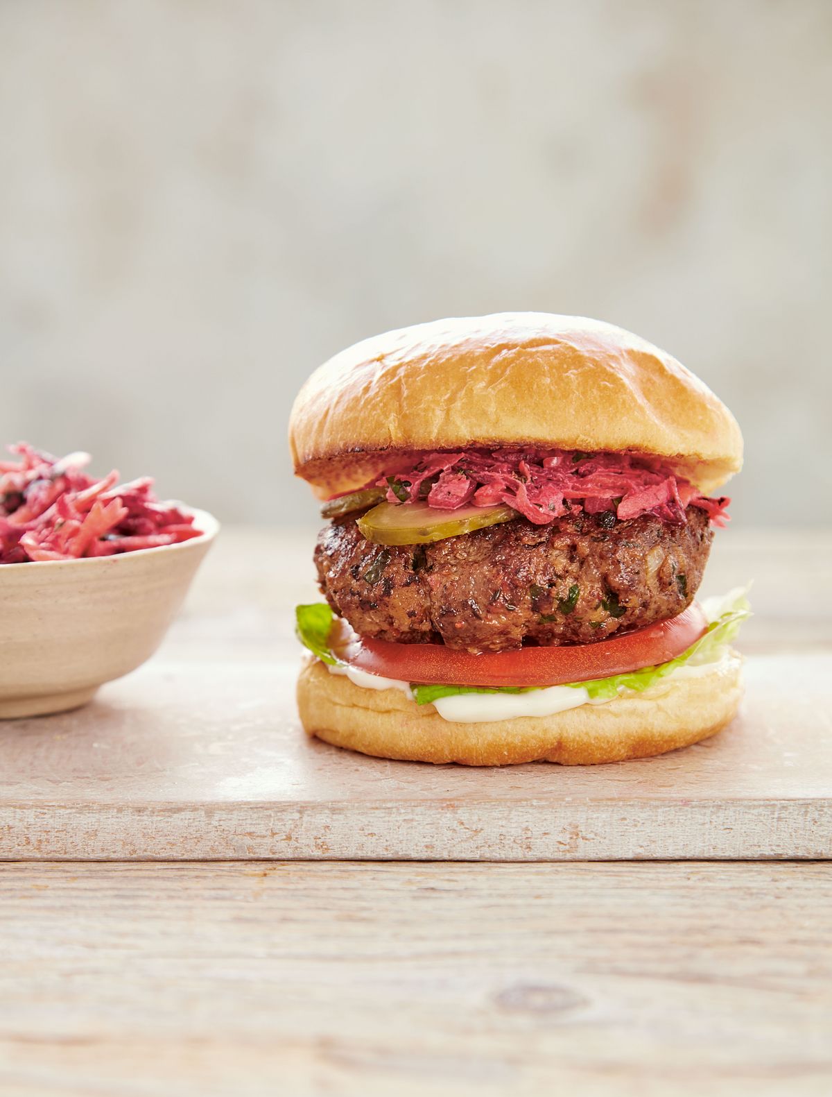 Beef Burgers with Beetroot & Carrot Slaw