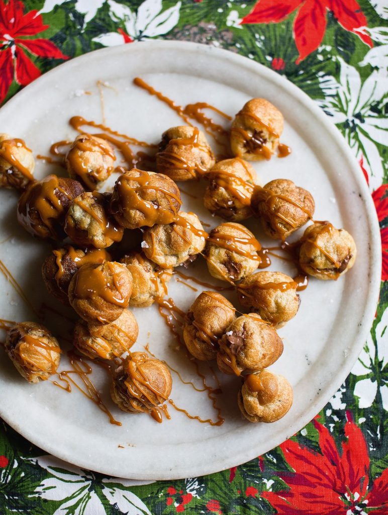 Salted Caramel and Chocolate Cream Profiteroles