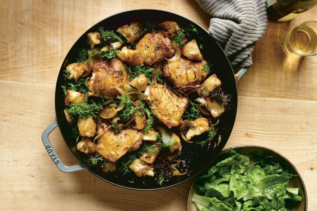 Chicken with Caramelised Onions and Croutons