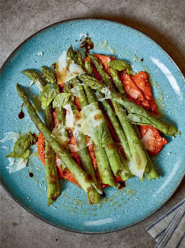 Green Asparagus, Romesco and Idiazabal Cheese