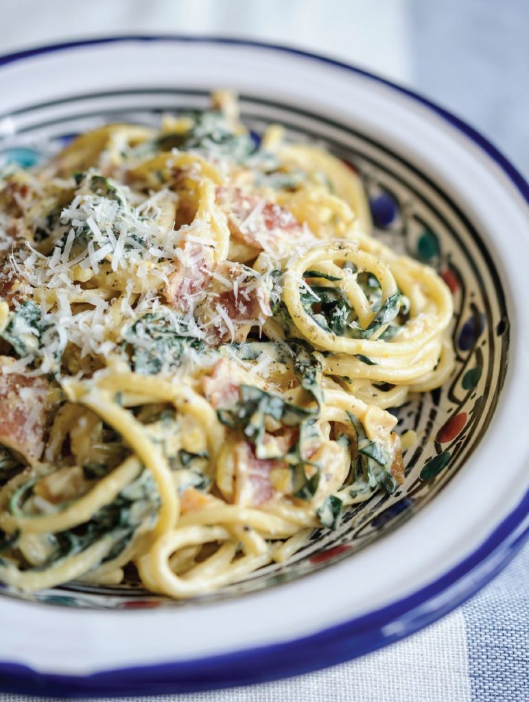 Pasta Carbonara with Cavolo Nero