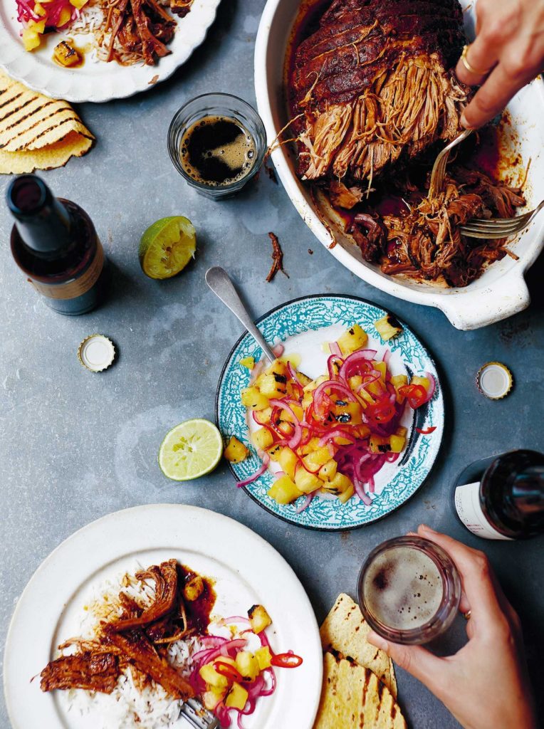 Adobo Brisket with Griddled Pineapple Salsa