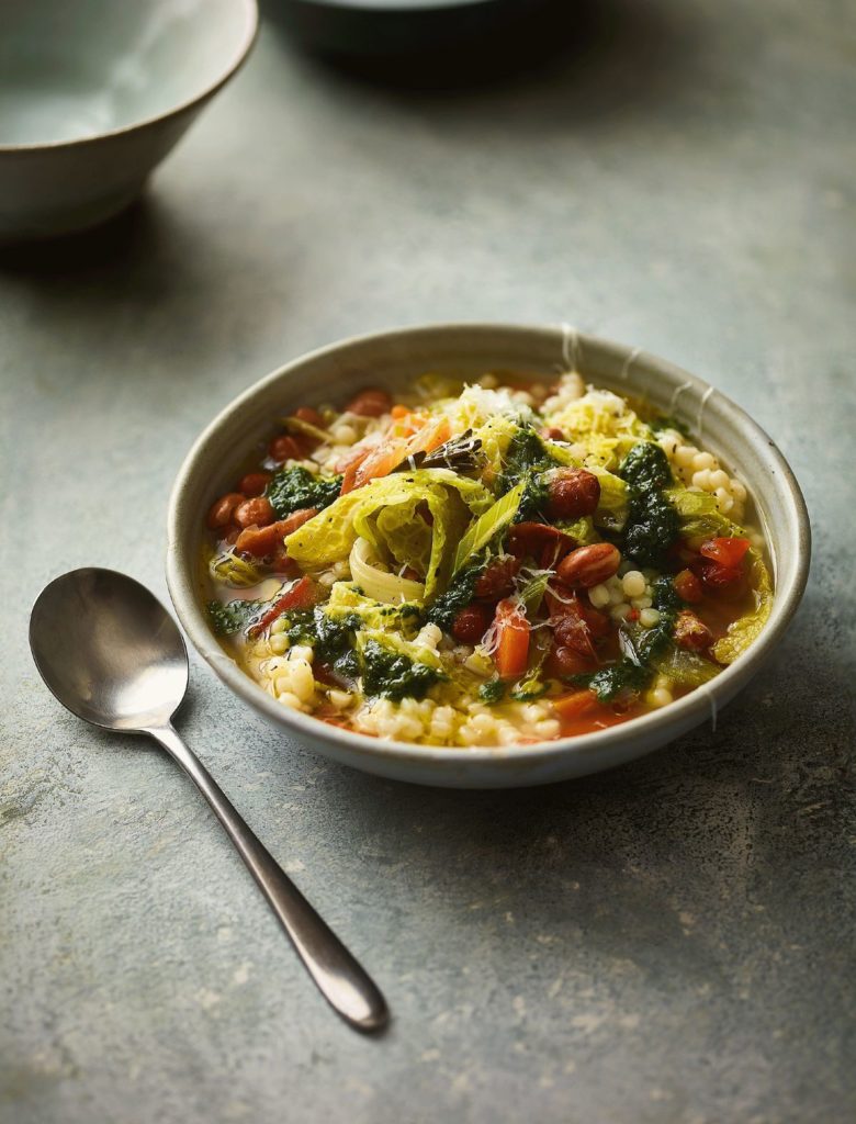 Ainsley Harriott’s Minestrone with Fregola and Herb Oil
