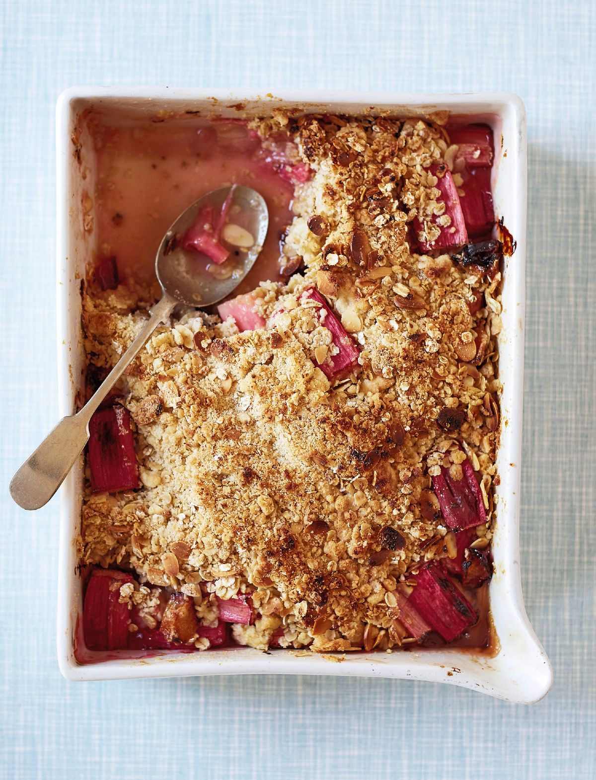 Fruity Rhubarb and Almond Crumble