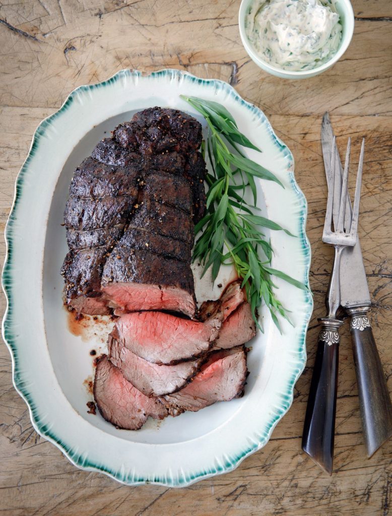 Roast Fillet of Beef with Herbed Horseradish Sauce