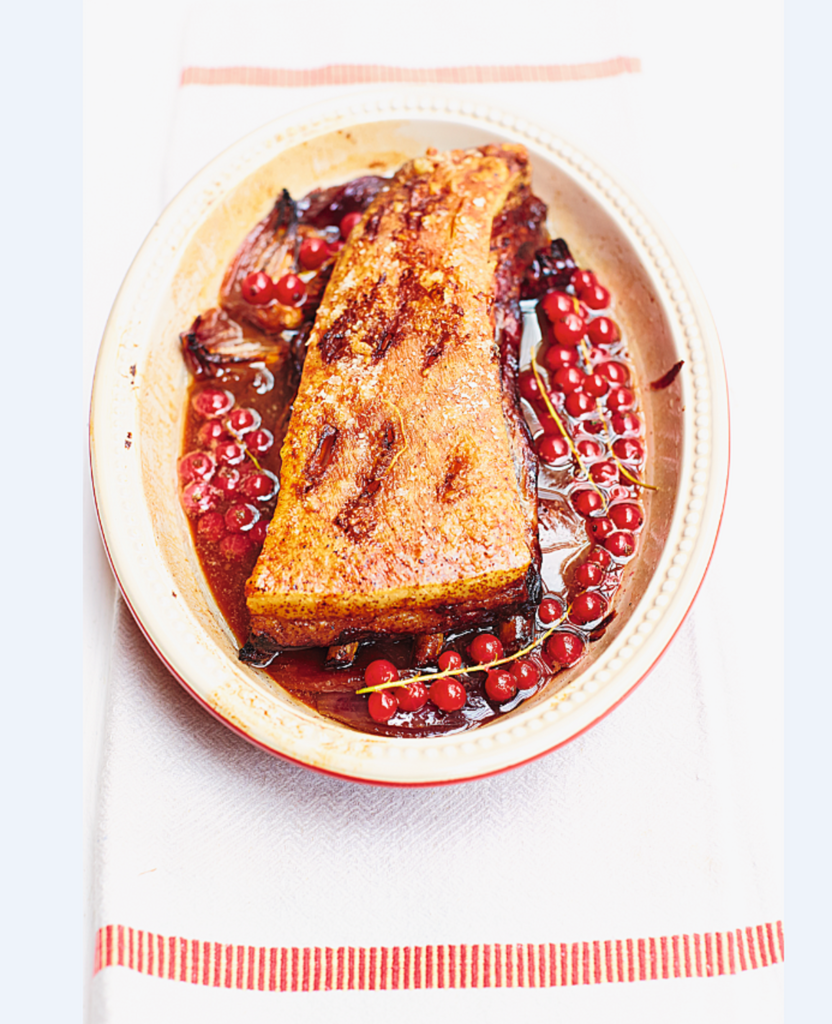 Slow-Roasted Pork Belly with Sloe Gin