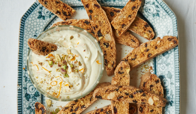 Spiced biscotti with an orange syllabub dip from Nadiya's Kitchen