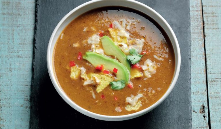 Black Bean Tortilla Soup with Avocado