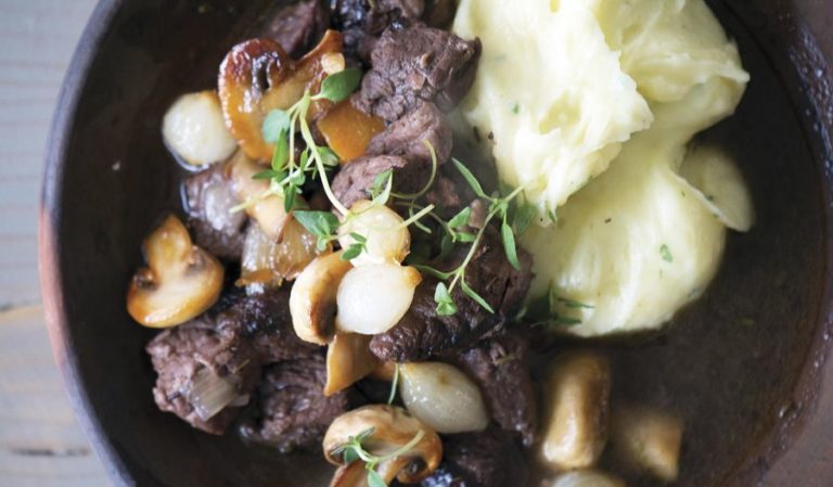 Braised Pork Cheeks with Potato-Celeriac Mash