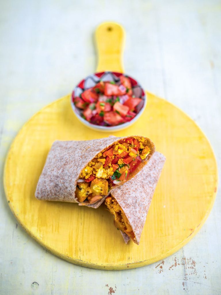Plantain Breakfast Burrito with Pico de Gallo