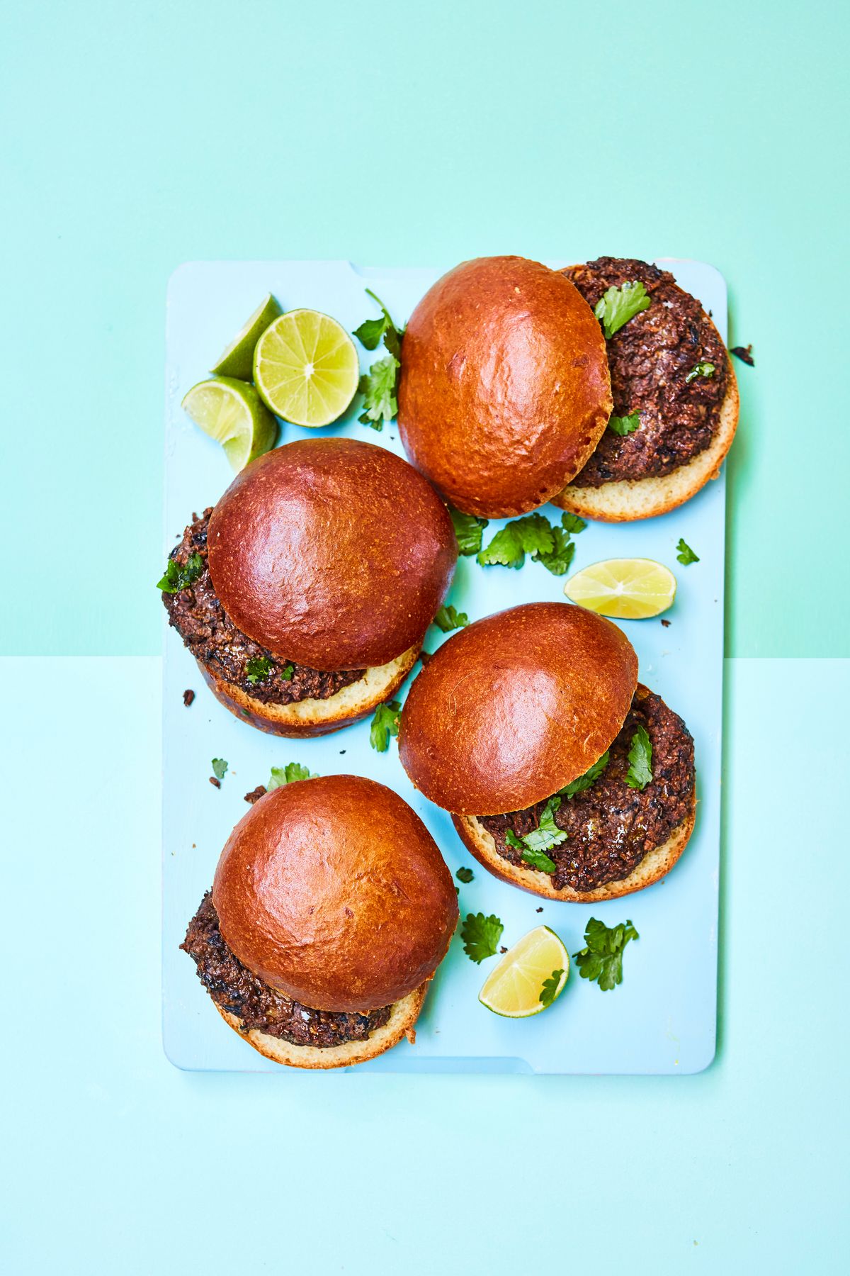 Chipotle Mushroom and Black Bean Burgers with Peanut and Lime