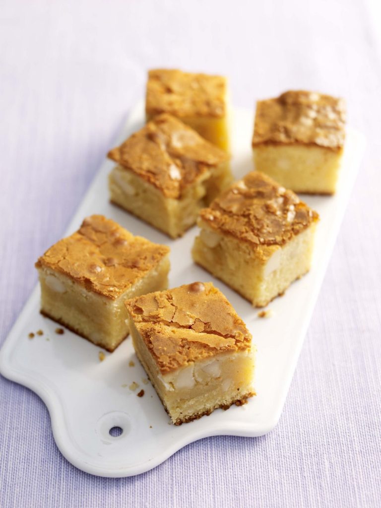 White Chocolate and Macadamia Nut Blondies