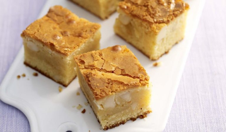 White Chocolate and Macadamia Nut Blondies