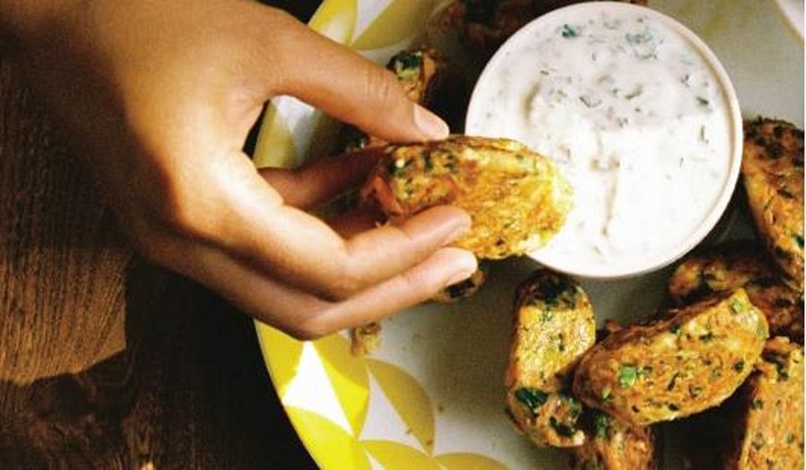 Carrot and Feta Bites with Lime Yoghurt