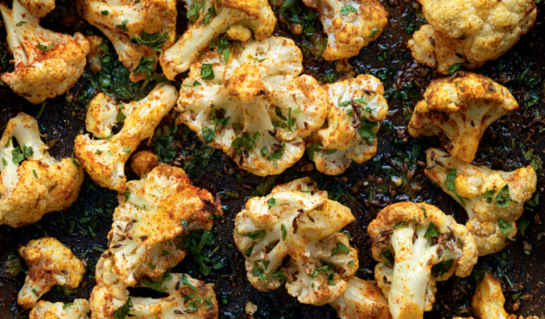 Roasted Cauliflower with Punjabi Seasonings from Madhur Jaffrey's Curry Easy Vegetarian