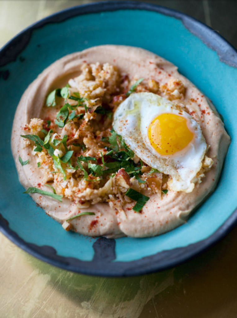 Celeriac Purée with Spiced Cauliflower and Quail’s Eggs
