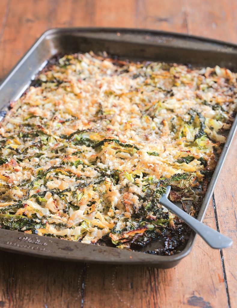 Crunchy Shredded Roasted Cabbage with Parmesan and Breadcrumbs
