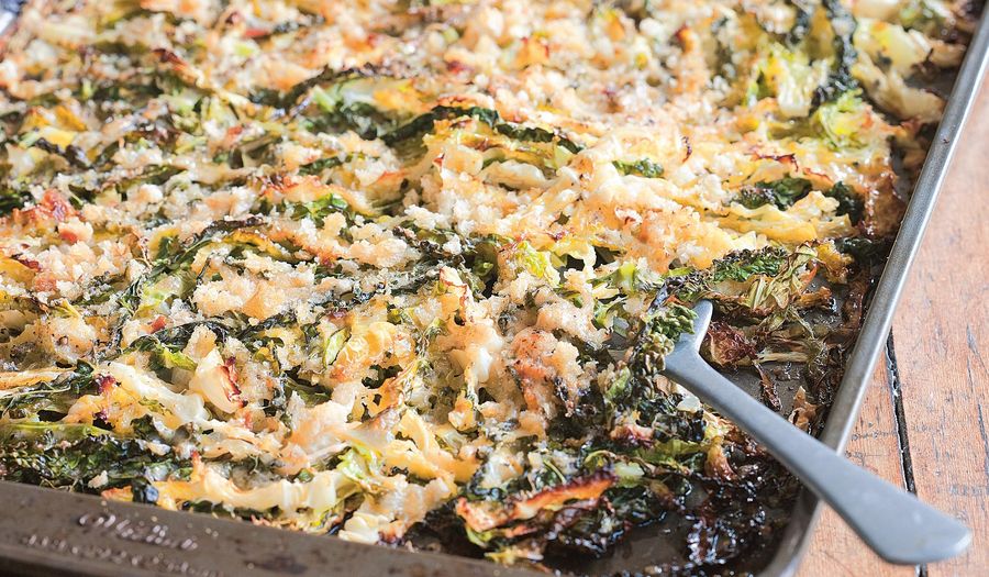 Crunchy Shredded Roasted Cabbage with Parmesan and Breadcrumbs