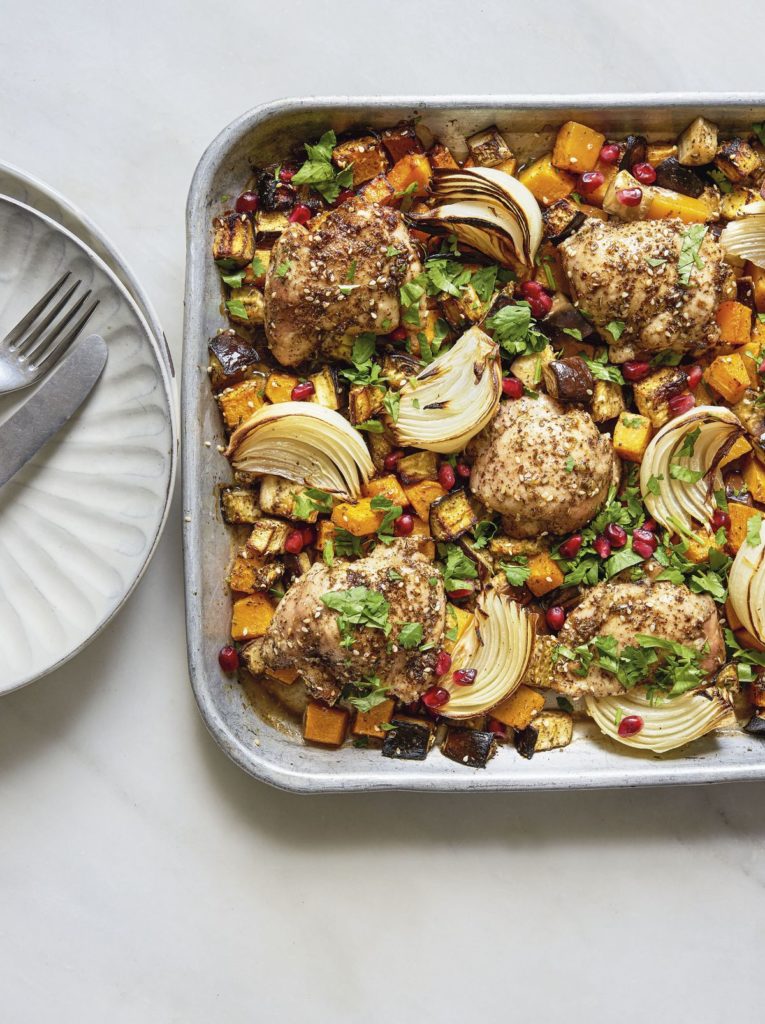 Za’atar Chicken, Aubergine, and Squash Traybake