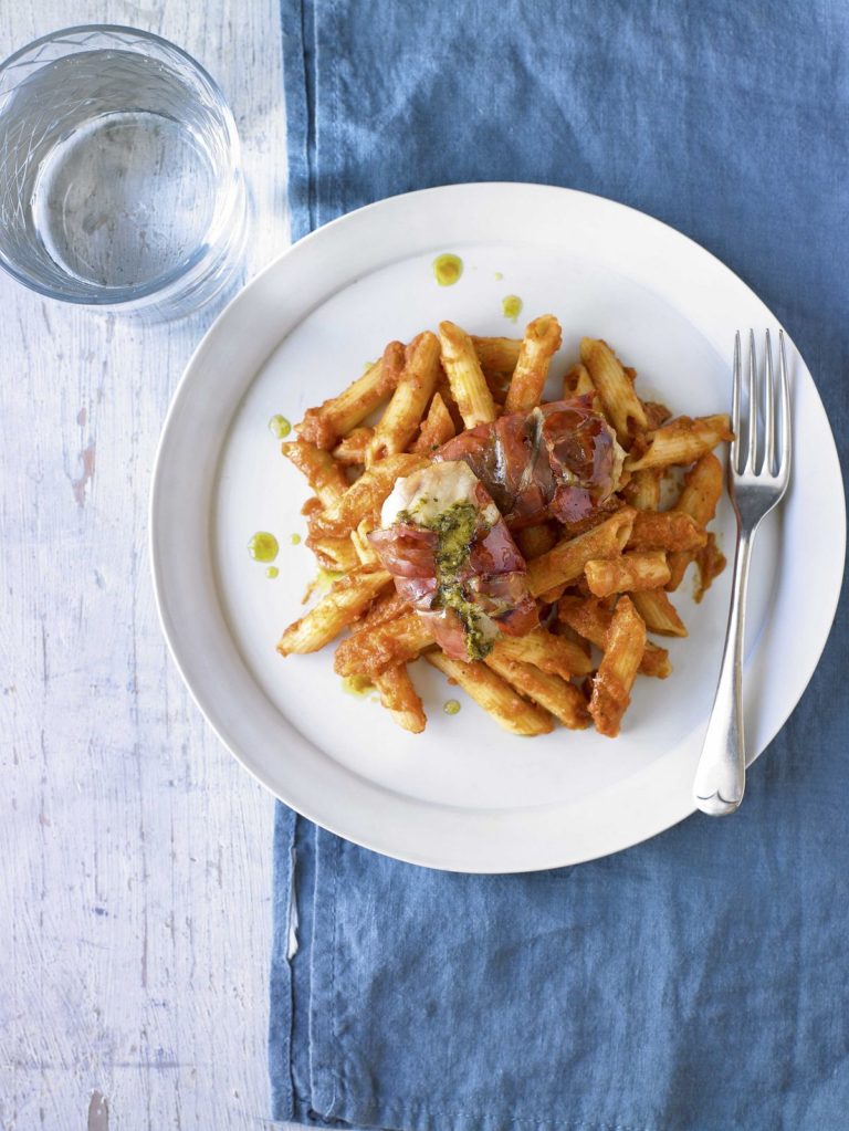 Prosciutto, Pesto and Chicken Pasta