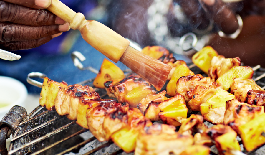 Roasted Pineapple Chicken Skewers with a Sweet Chilli Glaze from Grill it with Levi