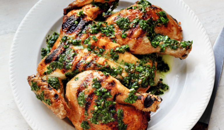 Grilled Spatchcocked Chicken With Green Sauce Recipe Italian Chicken 4235