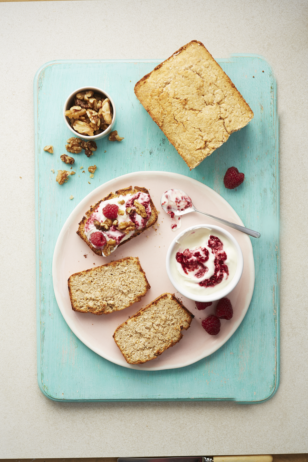 Sweet Coconut Loaf with Berry Coulis