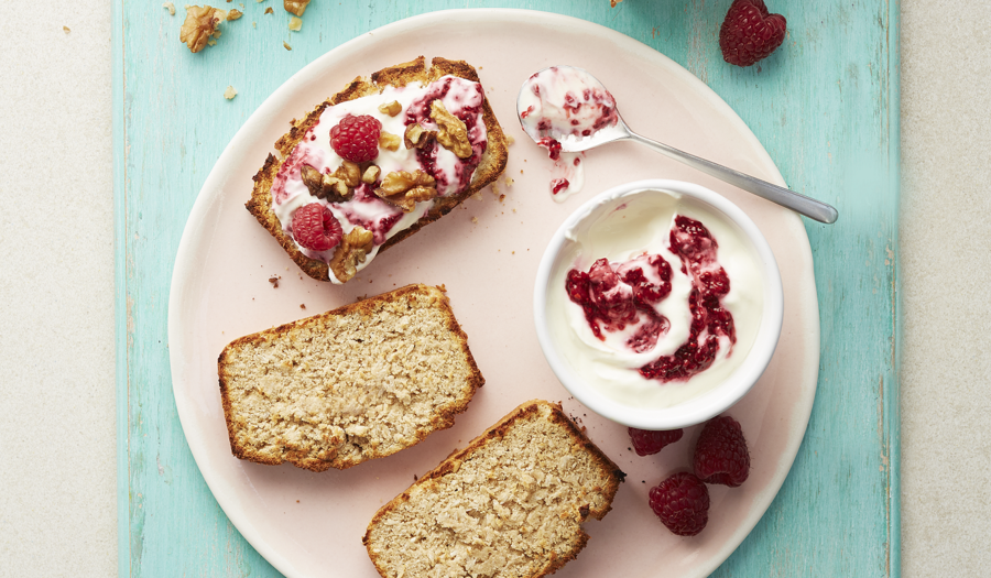 Sweet Coconut Loaf with Berry Coulis from Superfood Breakfasts