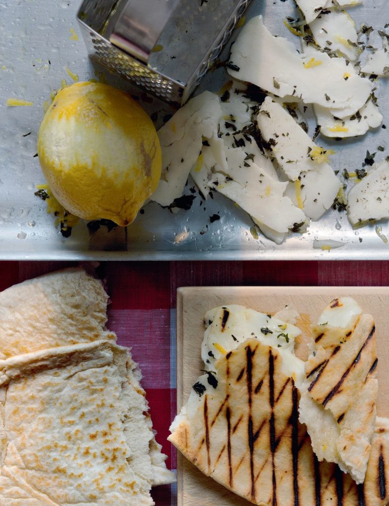 Lemon-Marinated Halloumi in Pitta