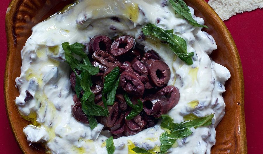 Labneh with Black Olives and Mint