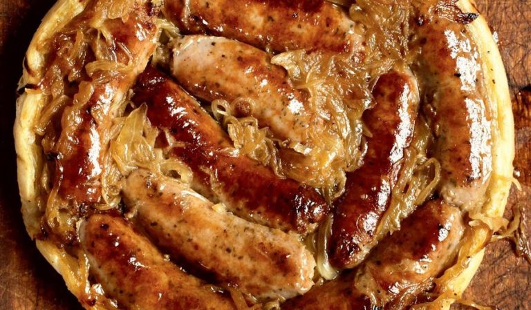 Upside-down Sausage and Onion Tart