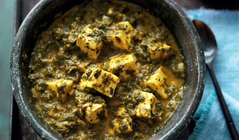 Spinach with Fresh Indian Cheese (Saag Paneer)