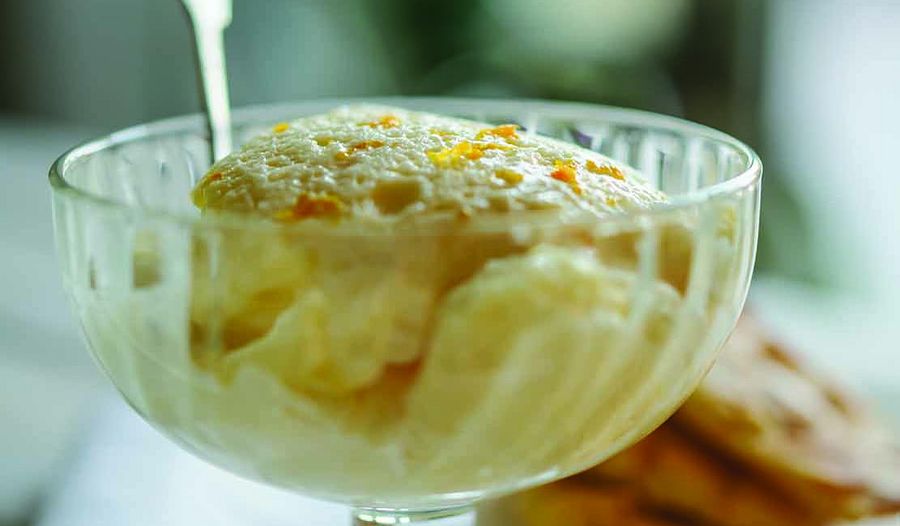 Seville Orange Mousse with Almond Thins