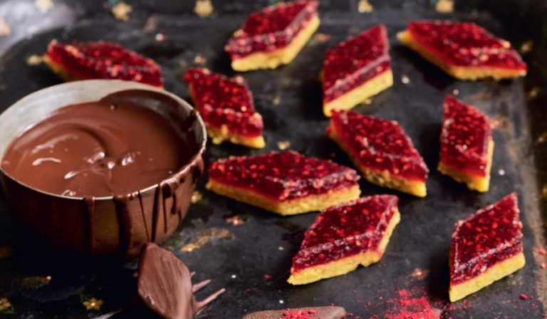 Pistachio Marzipan & Raspberry Diamonds