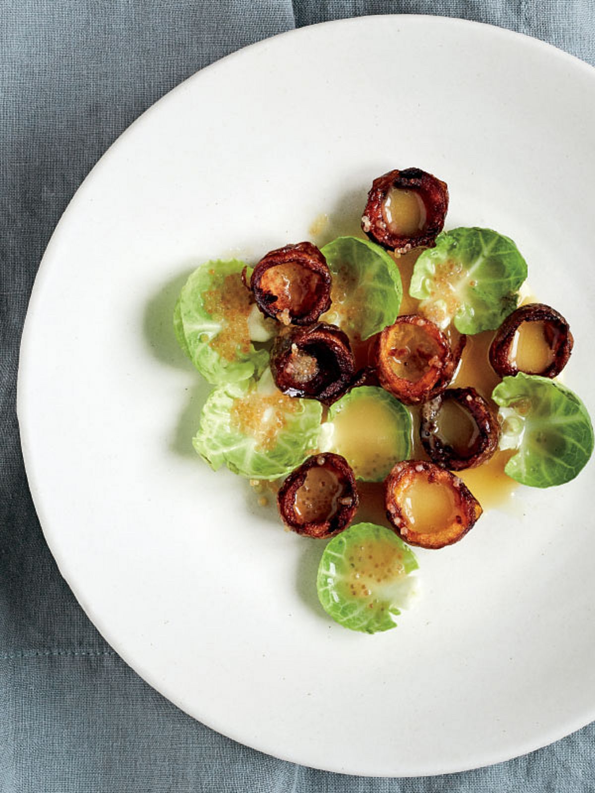 Brussels Sprouts and Potato Cups with Beurre Blanc Sauce and Roe