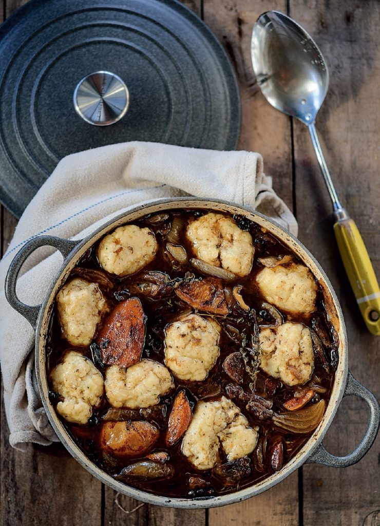 Venison, Cider and Quince Stew with Herbed Butter Dumplings