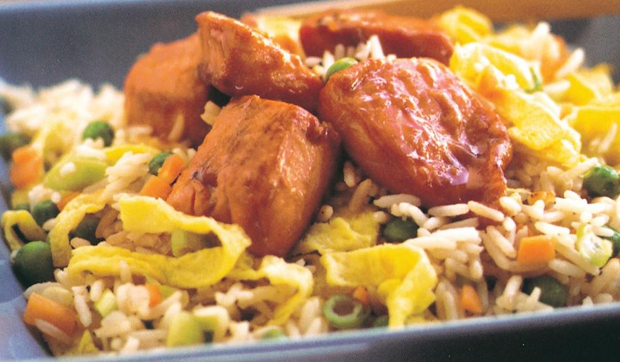 Sticky Salmon and Chinese Fried Rice
