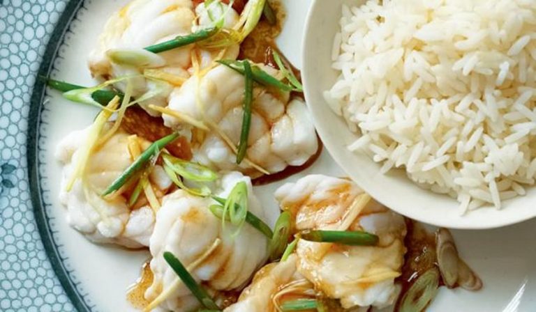 Schtein Fish Steamed Monkfish, Wild Garlic & Ginger | Rick Stein Fish Recipest