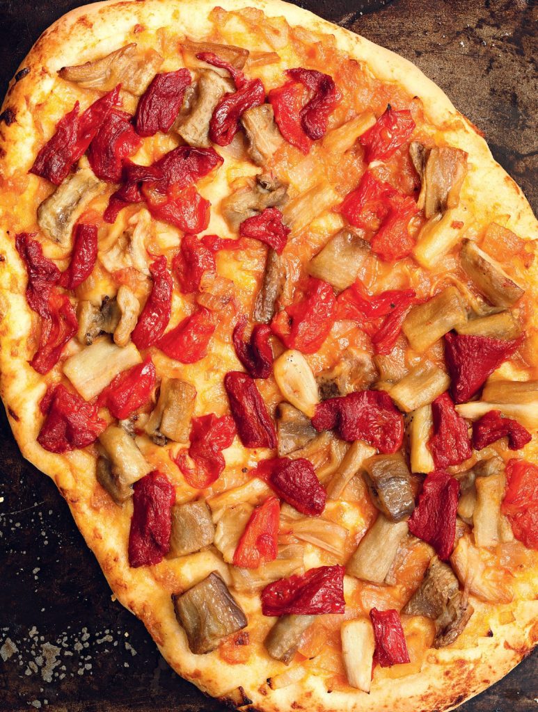 Open Pie with Roasted Peppers and Aubergines (coca de recapte)