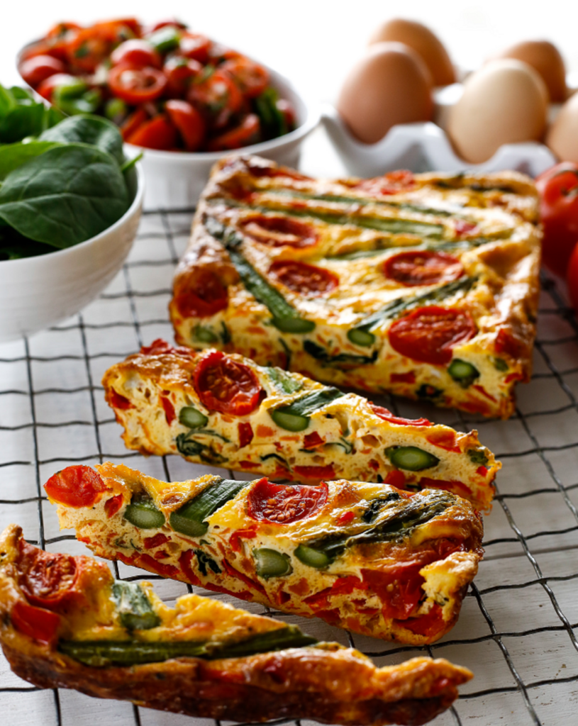 Asparagus and Tomato Frittata Slice