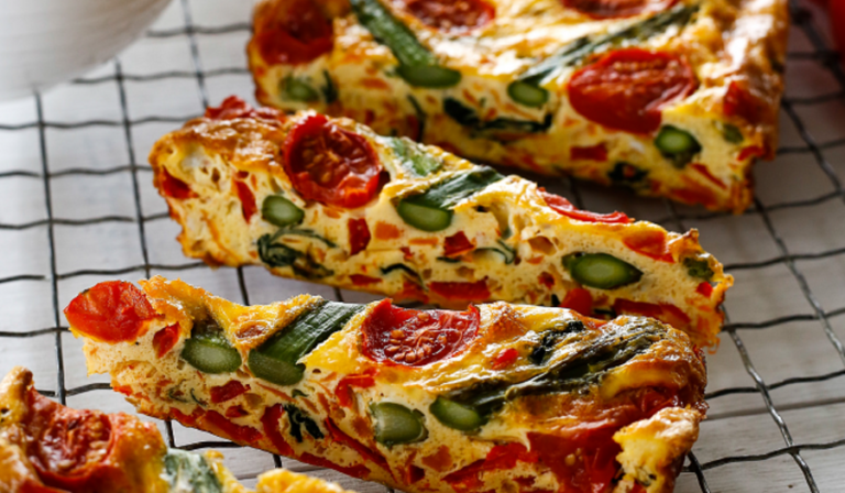 Asparagus and Tomato Frittata Slice from The Foodie Teen cookbook