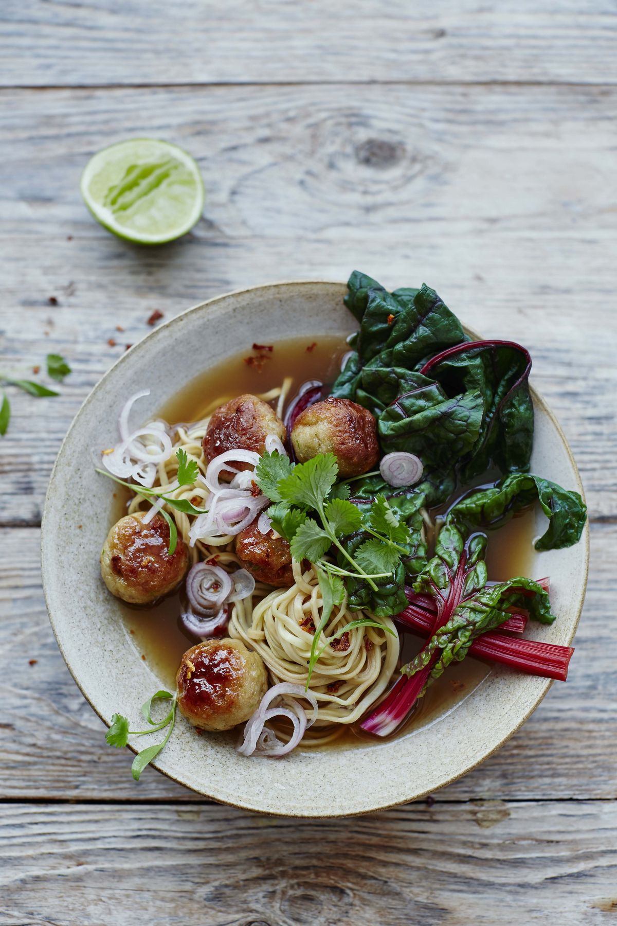 Chicken Bakso with Pickled Shallots