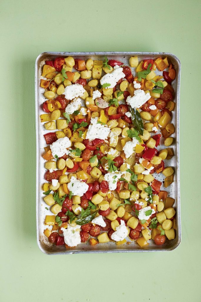 Crispy Gnocchi with Roasted Peppers, Chilli, Rosemary and Ricotta
