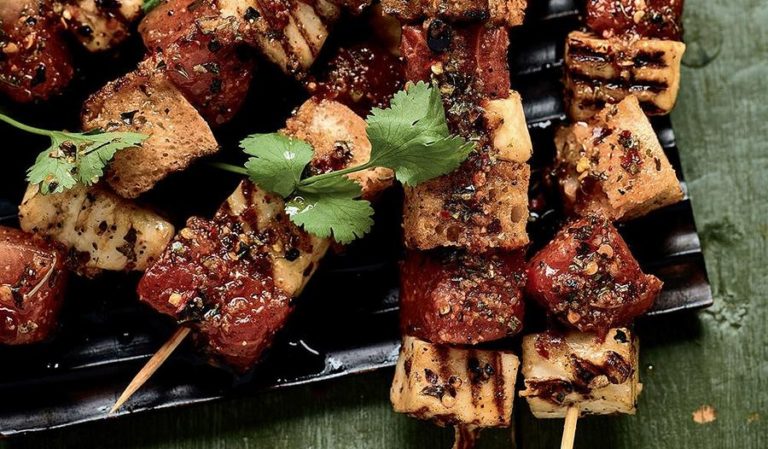 Halloumi and Watermelon Skewers with Tamarind Dip