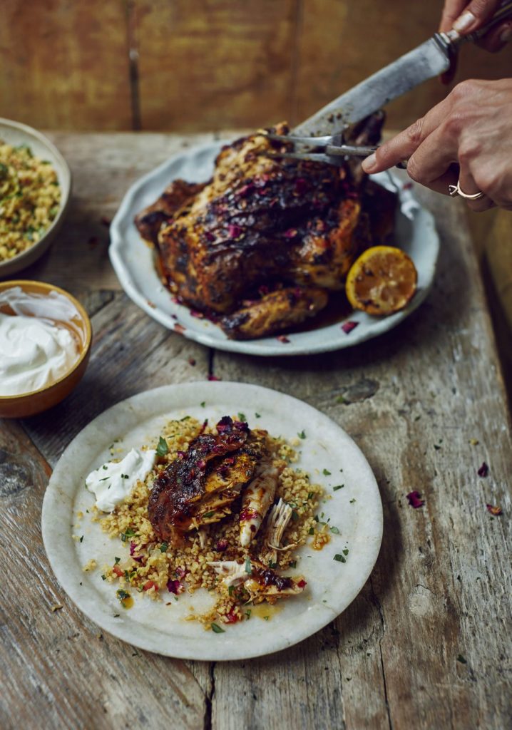 Roast Harissa Butter Chicken and Cracked Wheat