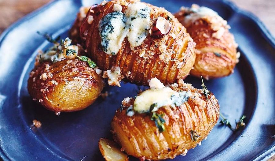 Jamie Oliver's festive Hasselbacks with Blue Cheese