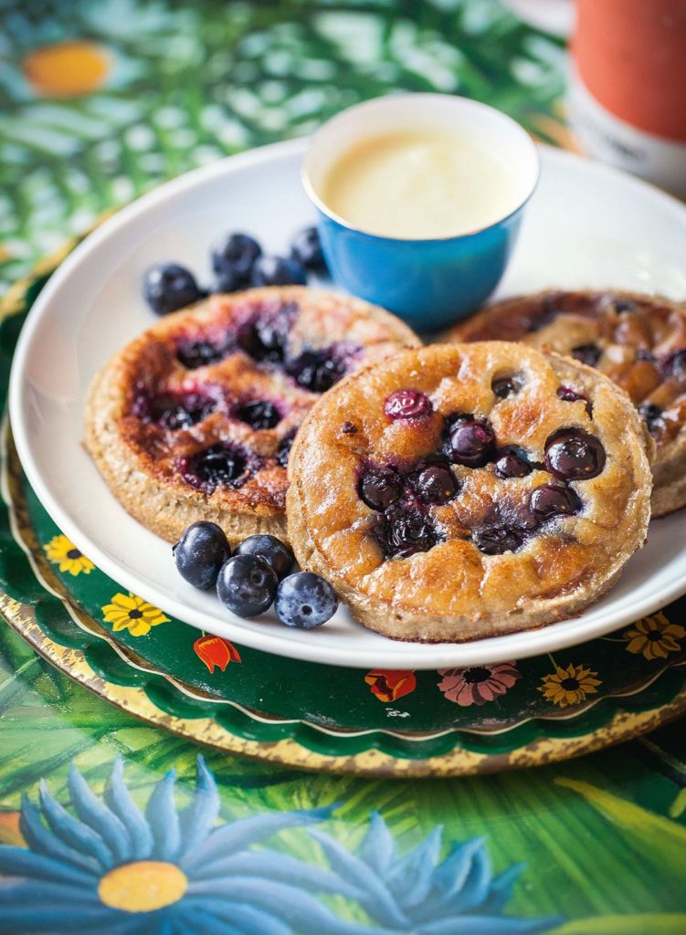 Blueberry Pancakes with Mango Cashew Cream