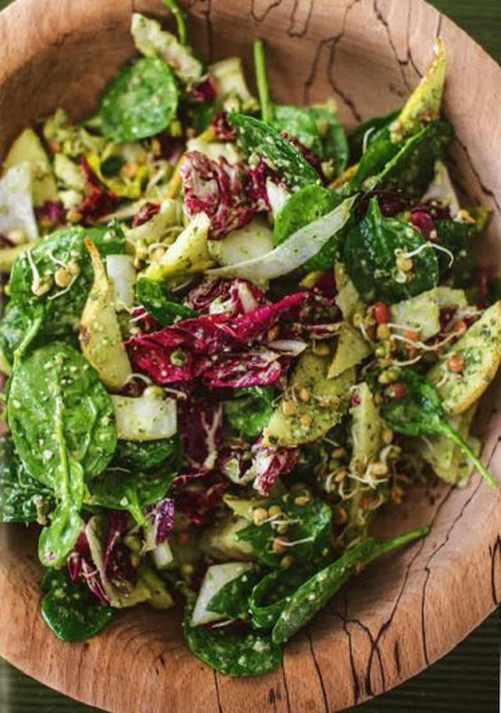 Happy Pear House Salad with Pumpkin Seed and Parsley Pesto