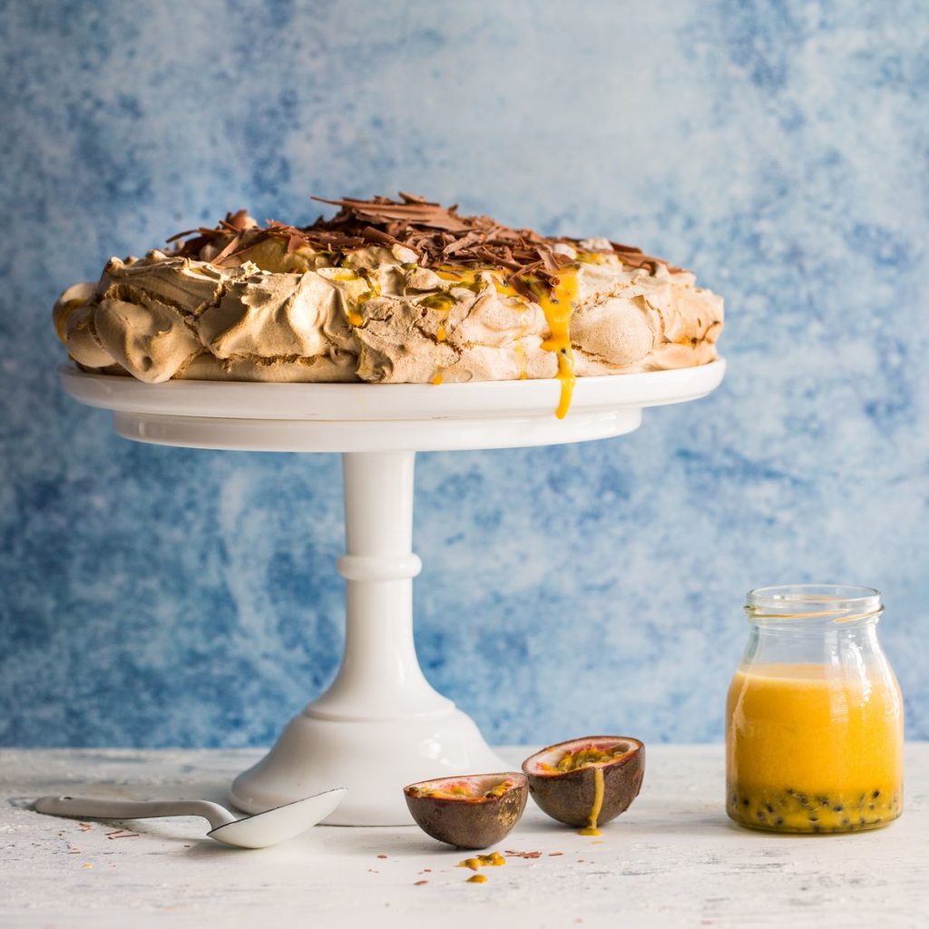 Passionfruit and Milk Chocolate Pavlova