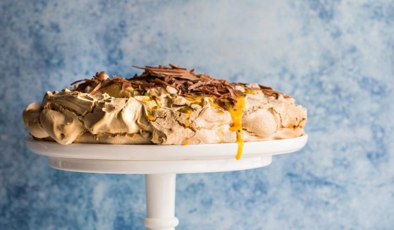 Passionfruit and Milk Chocolate Pavlova